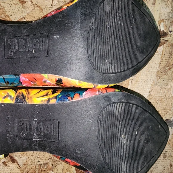 BRASH Colorful Floral Slip On Stiletto Heels Dress Shoes Women's (Multicolor)- 5 - Picture 9 of 9